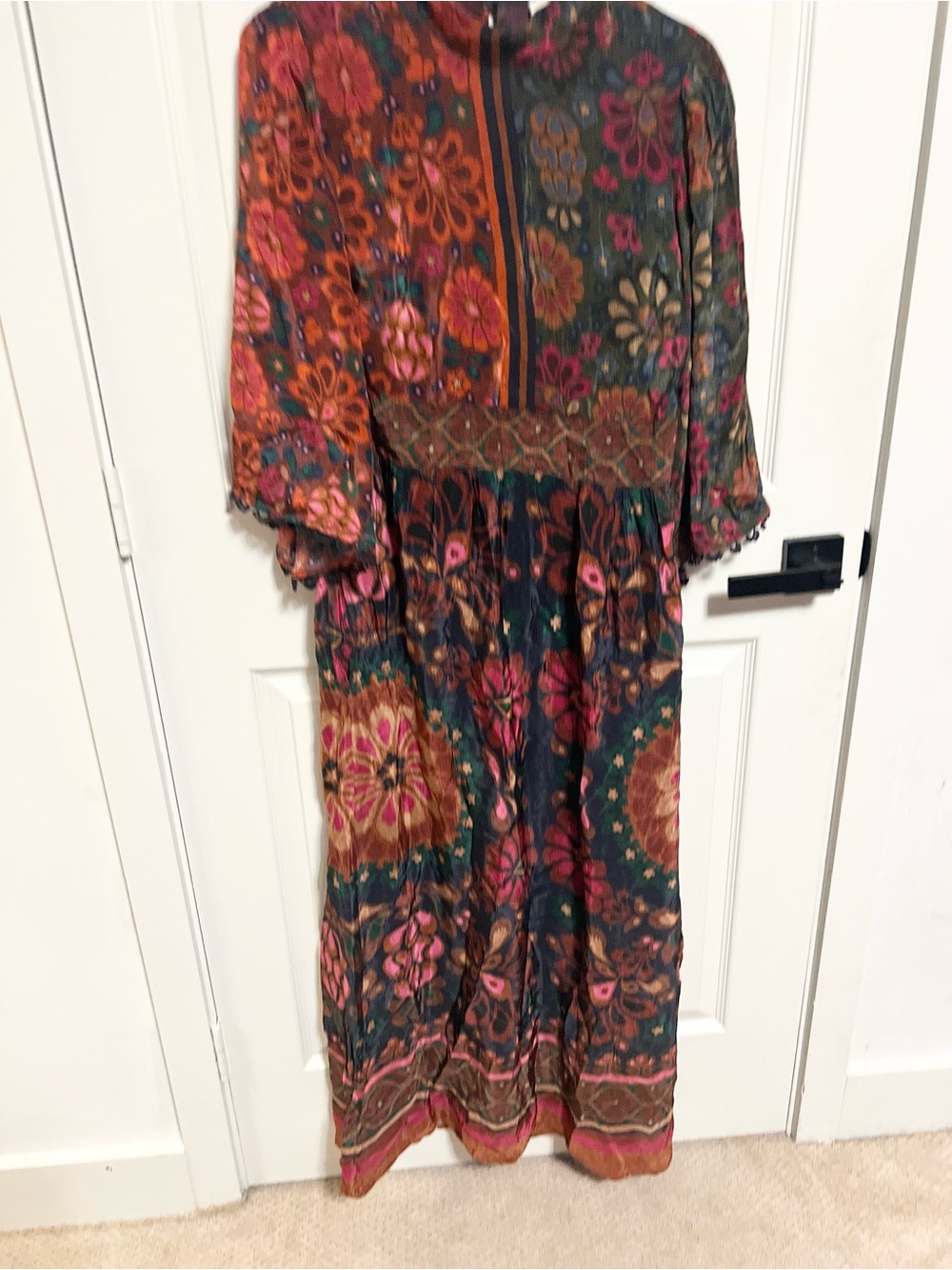 Farm Rio x Anthropologie Mock Neck Maxi Dress Small Flowy Boho fall size M - Picture 12 of 14